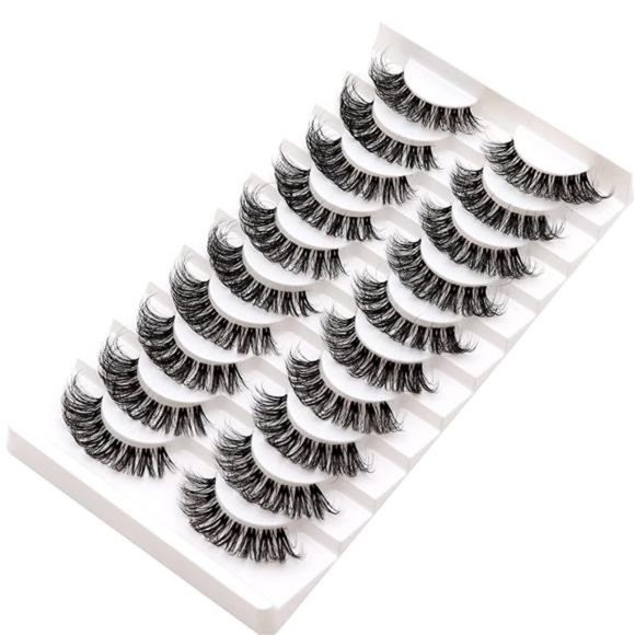 Veleasha Russian Strip Lashes with Clear Band Looks Like Eyelash Extensions D
